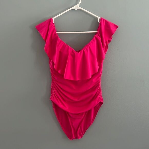 Women’s size 10 La Blanca Stunning one piece magenta swimsuit bathing suit - Picture 2 of 10